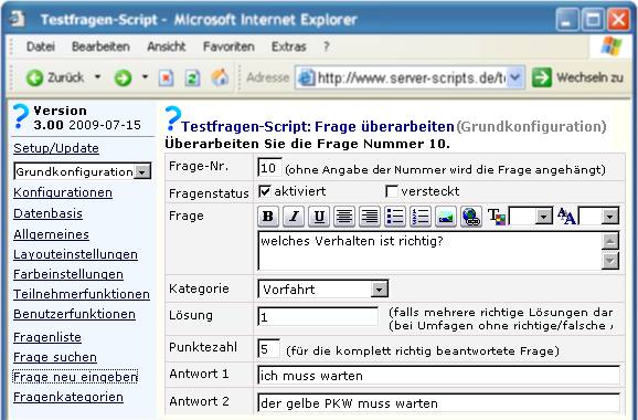 Fragen und Antworten eingeben